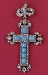 Croce pendente, c.1780 diamanti e turchesi